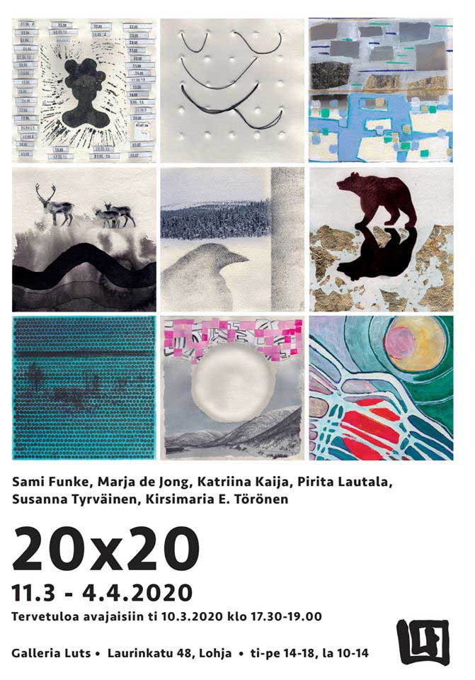 flyer exhibition 20x20 Galleria Luts Lohja