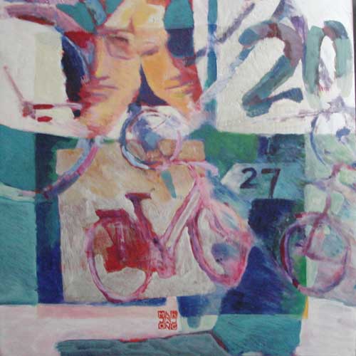 Marja de Jong, acrylic painting on paper title wedding 3