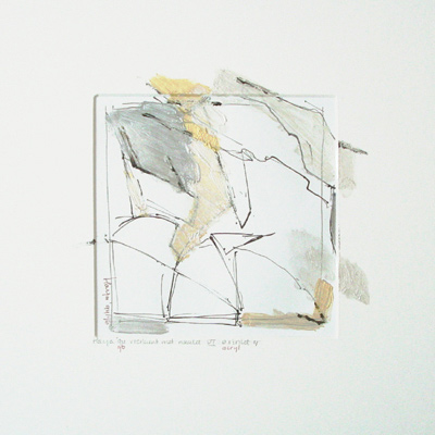 after square with nude - indian ink and acrylic