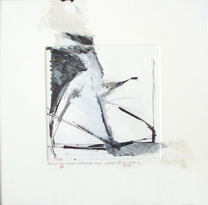 after square with nude - indian ink and acrylic